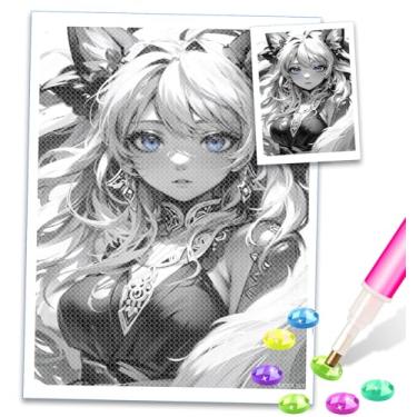 Imagem de MOER SKY Kits de pintura de diamante para adultos, elfos, lindos animes, pinup, raposa, pintura faça-você-mesmo, 5D, brocas, diamantes, pedras preciosas, arte e artesanato, decoração de casa 30,5 x