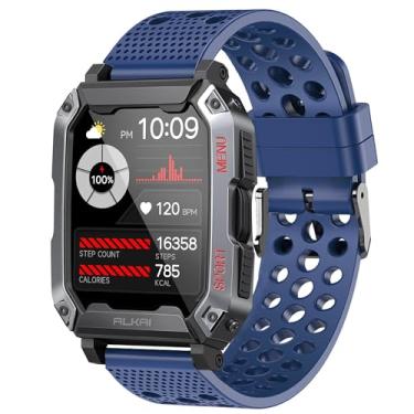 Imagem de Lamshaw Pulseira de relógio inteligente ALKAI N27, pulseira esportiva de substituição de silicone com fivela de metal compatível com relógio inteligente ALKAI N27 de 5 cm (azul)