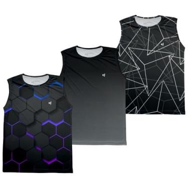 Imagem de Kit 3 Regata Masculina Cavada Academia Térmica Slim Dry Esportiva Musc
