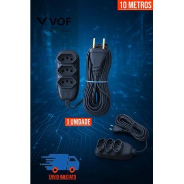 Imagem de Extensão Elétrica 10 Metros Cabo Prolongador Bivolt 3 Entradas Pratici