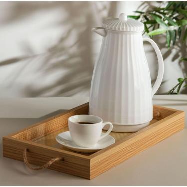 Imagem de Bandeja Retangular Mdf Fundo De Palha 40X20Cm E Alças Sisal