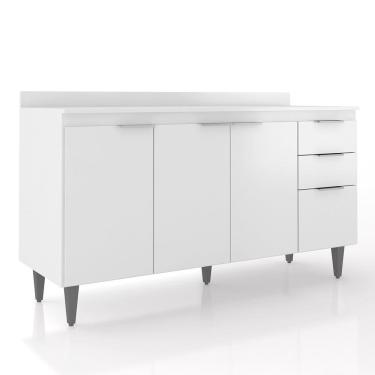 Imagem de Balcão de Cozinha Com Tampo 150cm Pérola Branco Z34         - Mpozenato