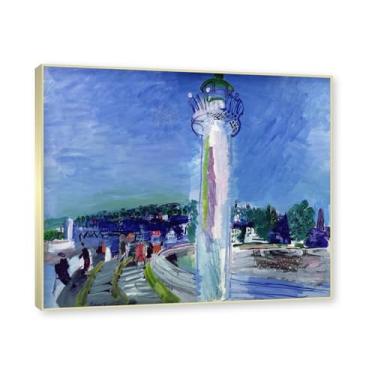 Imagem de Moldura de champanhe. Impressões Raoul Dufy, (Cais e Farol), pôster de viagem vintage, arte impressionista, imagem de arte de parede em tela para decoração de casa. 40 x 48 cm-15,7 x 18,9 pol