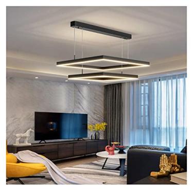 Imagem de Lustre moderno LED, luminária pendente moderna Led - Luminária suspensa Cozinha Restaurante Bar Sala de estar Quarto Cabeceira Decoração interna Luz quadrada, Lustre LED moderno, Luminária r