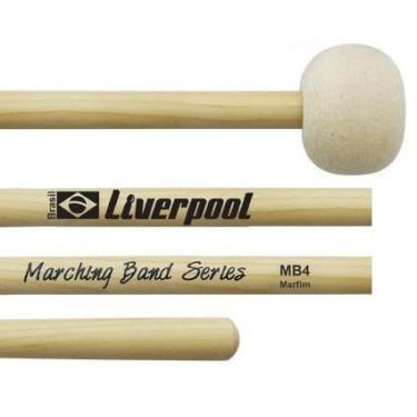 Imagem de Baqueta Liverpool Marching Band Series MB4 Marfim para Bumbos Marciais de 24 e 26 Ponta Feltro