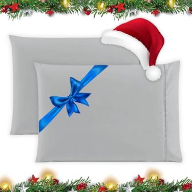 Imagem de Fronha Avulsa Percal 600 Fios Algodão Ponto Palito 70x50cm Antiácaro, Anti-pilling Toque Macio (Cinza)