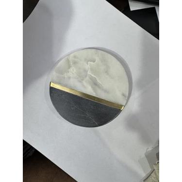 Imagem de Perilla Home Porta-copos de mármore preto e branco conjunto de 6 porta-copos redondos, comprimento: 10 cm, largura: 10 cm, espessura: 12 mm, preto e branco