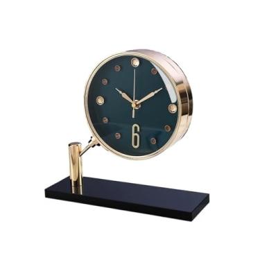 Imagem de Relógio de mesa luxuoso relógio de mesa silencioso moderno sala de estar metal silencioso relógios de mesa acessórios de decoração eletrônico decoração de casa relógio de mesa (verde)