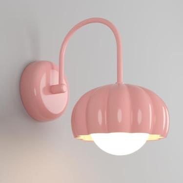 Imagem de Luminária de parede em resina creme com abajur de acrílico globo branco leite, luminária de parede de metal nórdica para ambientes internos, luminária criativa de cabeceira para leitura, lum