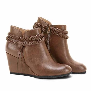 Imagem de Fashare bota feminina anabela cano curto trançado tira franja salto ocidental botas de inverno, 2-brown(faux Suede), 8