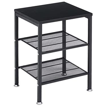 Imagem de Mesa de cabeceira, mesa de cabeceira com 2 prateleiras de malha, prateleira de armazenamento industrial retrô para sala de estar, quarto e escritório, metal estável e