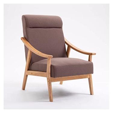 Imagem de UISLA Braço para sala de estar, armação de madeira moderna de meados do século para sala de estar, confortável para quarto, moldura de madeira acolchoada lateral fácil de montar