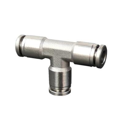 Imagem de PE4-4, PE6-6, PE8-8, PE10-10, PE12-12, PE16-16,304 Conector em T de união reta de aço inoxidável (5 peças PE12-12)