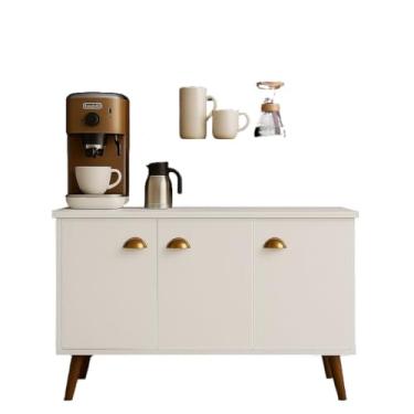 Imagem de Aparador Buffet 3 Portas Com Pés Retro Cantinho Do Café(BRANCO)