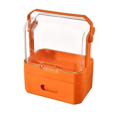 Imagem de Caixa organizadora de cosméticos para mesa de maquiagem com gavetas, estojo portátil à prova d'água à prova de poeira para banheiro e quarto
