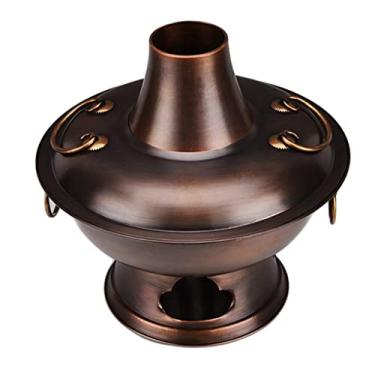 Imagem de Panela quente de cobre extra grossa panela quente chinesa antiquada de carvão vegetal doméstico 3-6 pessoas cozinhar sopa panela quente (cor: marrom, tamanho: 30 cm)
