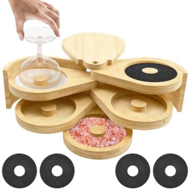 Imagem de Margarita Salt Rimmer Conjunto de 5 camadas de bambu para coquetéis, sal de barra e açúcar, 5 esponjas de vidro, suprimentos de barman, acessórios de bebida para bar (madeira, 5 níveis)