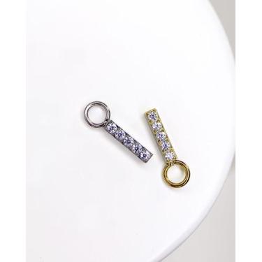 Imagem de Pingente de Barrinha com Zircônias em Titânio - Acessório Minimalista 