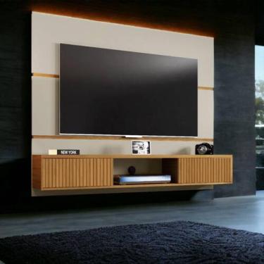 Imagem de Painel para TVs 65" Âmbar Off White e Cinamomo Ripado Bechara