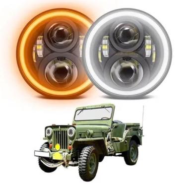 Imagem de 2 Farol Led 7pol Jeep Cj 3a 3b M38 Cj4 Cj5 Cj6 Cj7 Cj8 Wills - SUNS