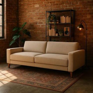 Imagem de Sofá 2 lugares 214cm Em Linho Pés Em Madeira Maciça Linha Premium Diva