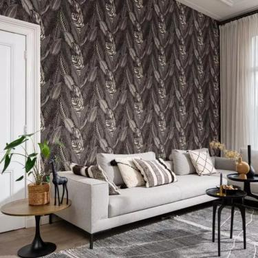 Imagem de Papel de Parede African Queen III Folhagem Dourado e Preto 751833