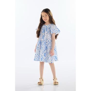 Imagem de Vestido Floral em Tricoline Quimby, Azul, 4