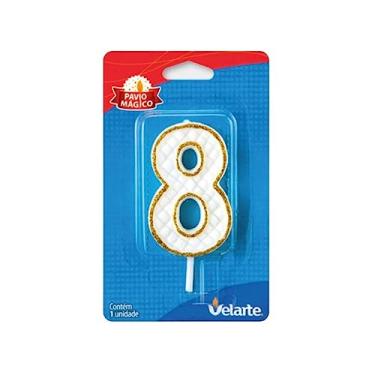 Imagem de Vela De Aniversário Branco C/Glitter Dourado 8