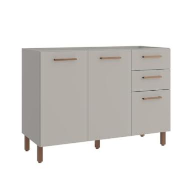 Imagem de Balcão 2 Portas 3 Gavetas Valência Cinza Claro Mdp Casamia