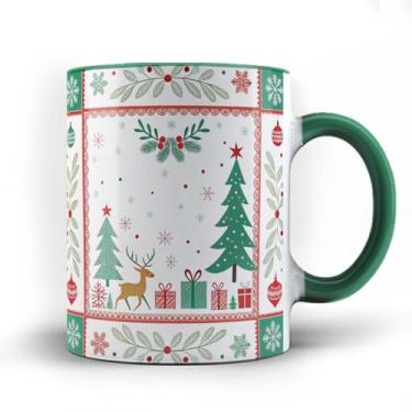 Imagem de Caneca xicara porcelana Rena Lindo dia de Natal 25 (Preta)