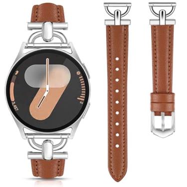 Imagem de DEALELE Pulseiras compatíveis com Samsung Galaxy Watch 7 / FE / 6/6 Classic / 5/5 Pro / 4/4 Classic / 3 41 mm / Huawei GT3 / GT2 42 mm, couro macio de 20 mm com pulseira em forma de D para mulheres e