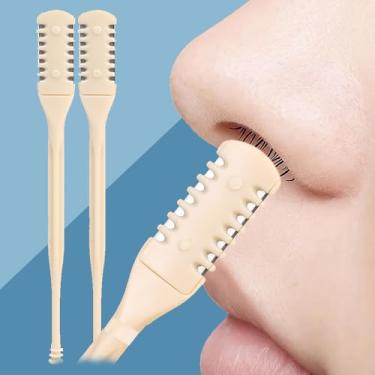 Imagem de 2 peças/pacote com pente para dentes de nariz e orelha, cortador de pelos 360 rotativos, seguro e fácil, para mulheres e homens, manual, 8,3 cm (lâmina dupla)