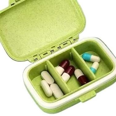 Imagem de Porta Comprimidos Portátil com 3 Divisórias - Organizador de Remédios para Viagem e Dia a Dia(4,Verde)