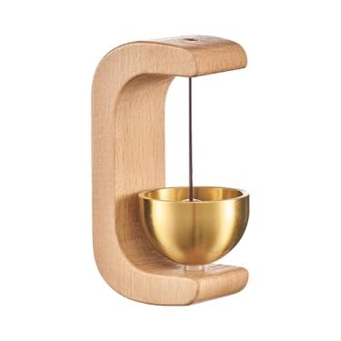 Imagem de Sino magnético de madeira para abertura de porta, sino de vento de madeira para jardim, quintal, restaurante, loja