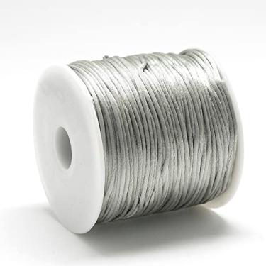 Imagem de Fio de nylon acetinado de 1 mm para fabricação de joias, acabamento de contas brilhantes e sedosas, tranças, aparar, enrolar, artesanato, pulseiras de macramê Kumihimo, cinza claro