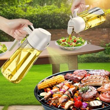 Imagem de Frasco dispensador de óleo de vidro de 450 ml com função de spray, pulverizador de azeite de oliva recarregável para cozinhar, frasco multifuncional de spray de óleo de cozinha