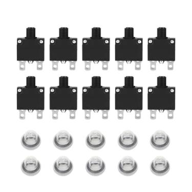 Imagem de Componente de circuito, 10 peças de disjuntor protetor de sobrecarga de corrente com 12V ~ 250V 125/250Vac 50VCC 50-60Hz, disjuntor de corrente