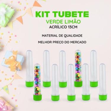 Imagem de Novo Kit Tubetes Acrílico 13cm - 50 unidades - Mirandinha, Verde Limão