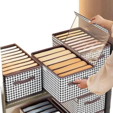 Imagem de Caixa Organizadora, Kit 2 Caixa de Roupa Organizador Cinza Dobrável e Tecido Impermeável(20x47x28cm）(marron com branca c tampa,3 uni)