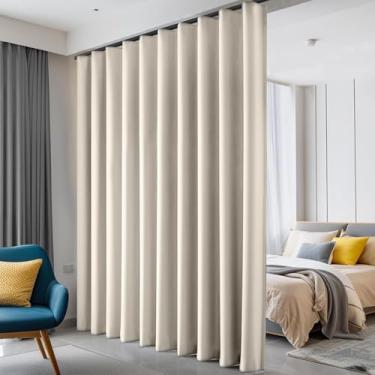 Imagem de Hoeflife Cortinas divisórias de quarto, cortina blackout para trilho de teto com gancho para montagem na parede, cortinas de porta deslizante, suporte de teto, divisória de parede extra larga para