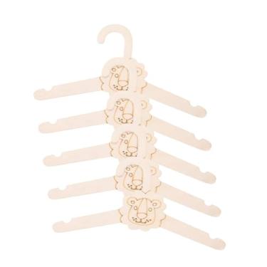 Imagem de Ｂｅｓｇａ Conjunto de 5 Cabides de Madeira para Bebê com Desenhos Animados, Ideais para Guardar Casacos, Calças e Roupas de Recém-Nascidos (Meninas e Meninos) -, Leão