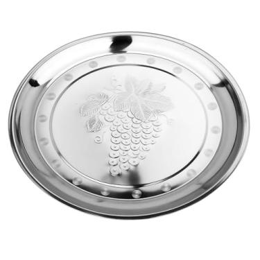 Imagem de Bandeja Inox Redonda 34cm Decorativa Servir Pizza Café Chá