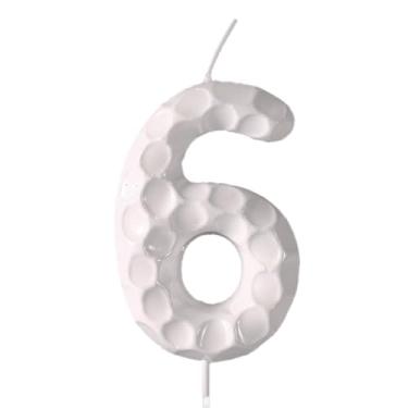 Imagem de Vela de aniversário com número de golfe, vela branca com tema esportivo para tema de golfe, decoração de festa de aniversário, tema esportivo, suprimentos de celebração, textura 3D verdadeira, padrão