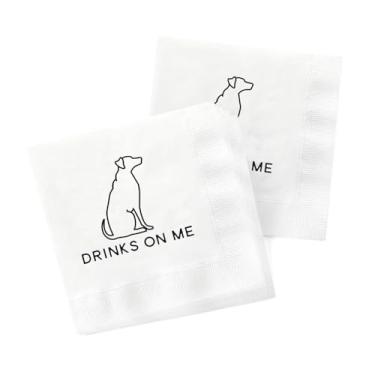 Imagem de Hortense B. Hewitt Pacote com 50 guardanapos de festa de papel decorados com 3 camadas para coquetéis - bolo - aperitivos, bebidas no cachorro, 12 cm (dobrado)