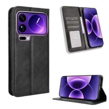 Imagem de Kukoufey Compatível com capas de telefone Xiaomi 17 Pro Max, capa protetora flip de couro PU compatível com Xiaomi 17 Pro Max 5G 2509FPN0BC capa preta