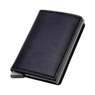 Imagem de Carteira Mini Anti RFID Em Fibra De Carbono Para Homens, Suporte Para 