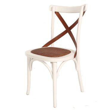 Imagem de Cadeira de Madeira Espanha Assento em Rattan Laca Branca