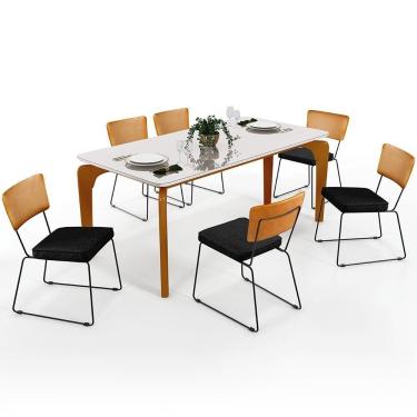 Imagem de Mesa Capri 160cm Off White Com 6 Cadeiras B05 WhiChumbo