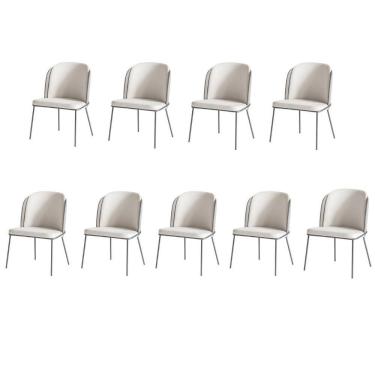 Imagem de Kit 9 Cadeiras Tay Para Sala De Jantar E Espaço Gourmet-costas Linho 60-frente Linho 22