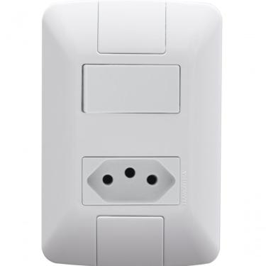Imagem de Kit 12 Conj 4x2 1 Interruptor Tomada 2p+t 10a 250v Tramontina